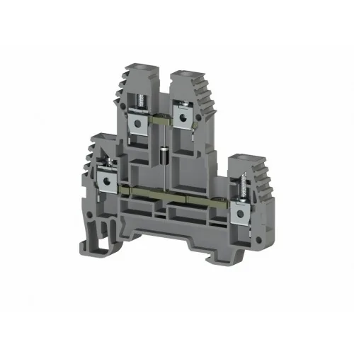 Винтовой клеммник 2-х ярусный 4 мм.кв., с диодом серый KLEMSAN PIK4ND-B 319229