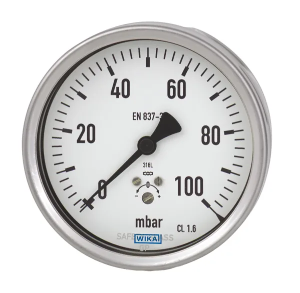 Манометр WIKA 632.50 100 мм 1/2 NPT -100...0 мбар присоед. сзади