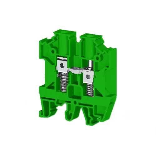Винтовой клеммник на DIN-рейку с пружиной 6 мм.кв. зелёный KLEMSAN AVK-Y6 304512