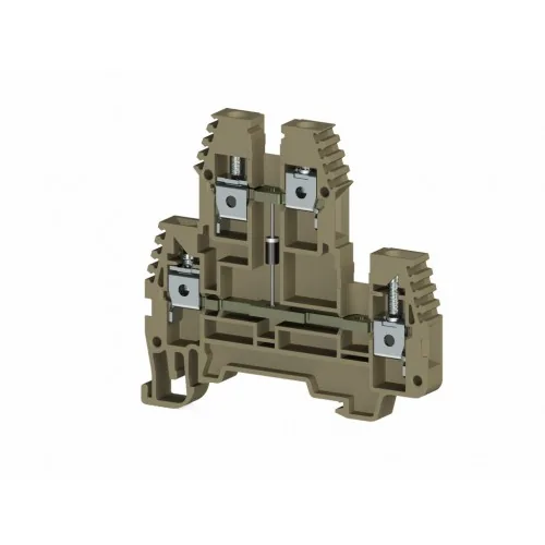 Винтовой клеммник 2-х ярусный 4 мм.кв., с диодом бежевый KLEMSAN PIK4ND-B 319220